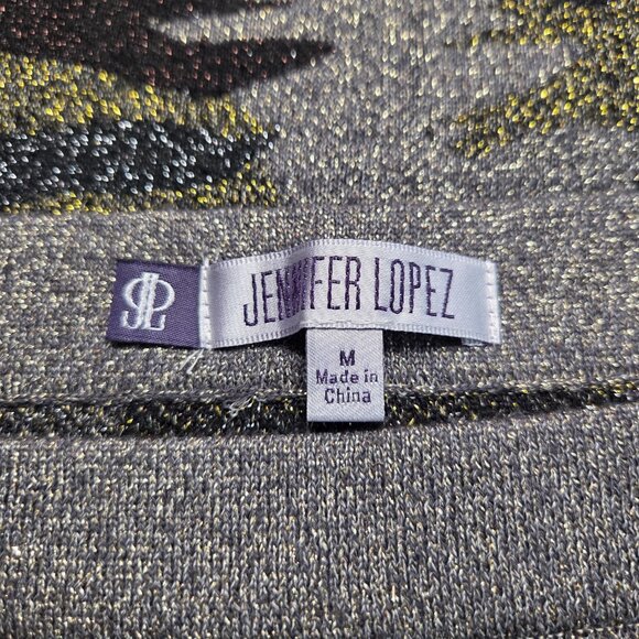 JL Jennifer Lopez Medium Green Black Metallic Camo Pull On Knee Length Skirt - Picture 7 of 9